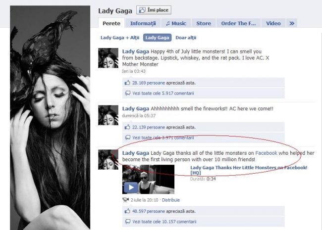 Lady Gaga, mai tare ca Obama: are aproape 11 milioane de fani pe Facebook! Vezi cat mai are pana il depaseste pe Michael Jackson!
