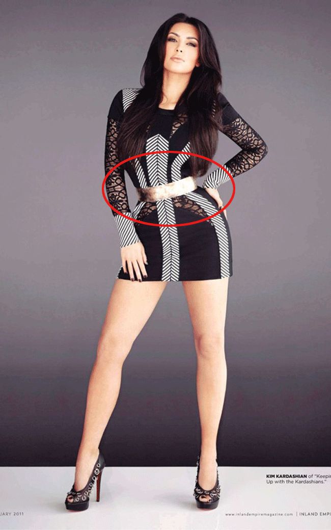 Kim Kardashian: talie exagerat de subtire, cu ajutorul Photoshopului