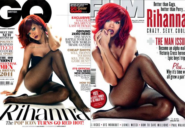 JENANT: Rihanna a pacalit doua reviste concurente cu aceleasi poze