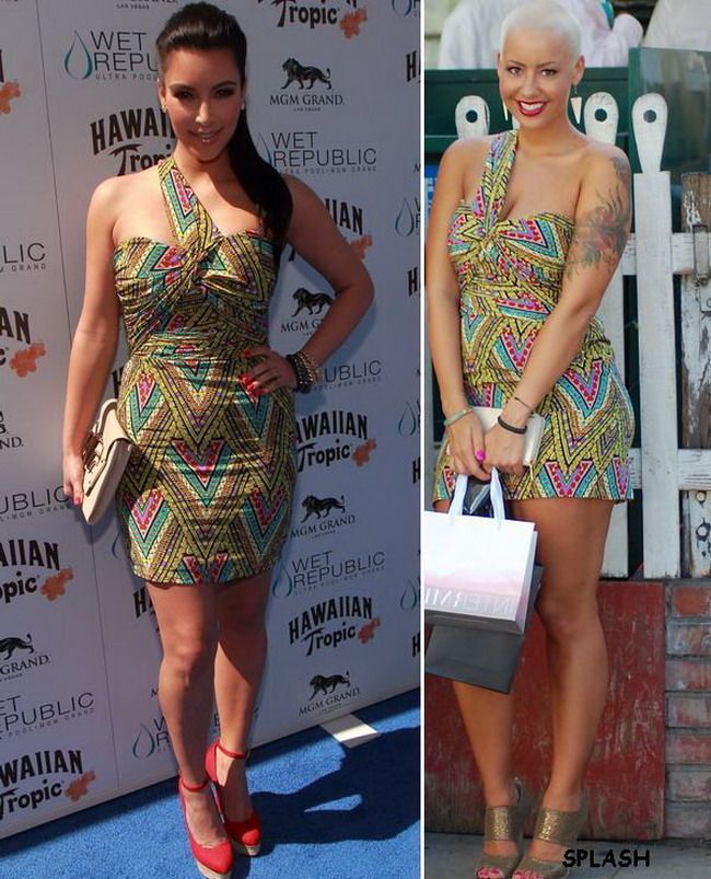 Kim Kardashian si Amber Rose in aceeasi rochie! Cui ii sta mai bine?
