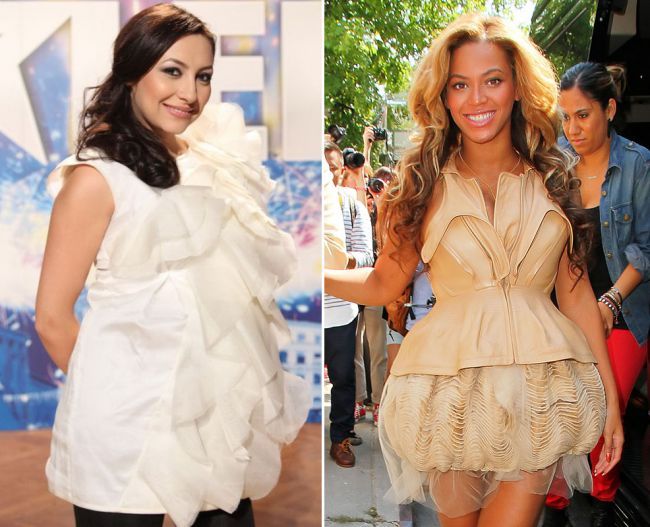 Beyonce adopta acelasi stil vestimentar ca si Andra - rochii bufante, care sa ii ascunda burtica de gravida