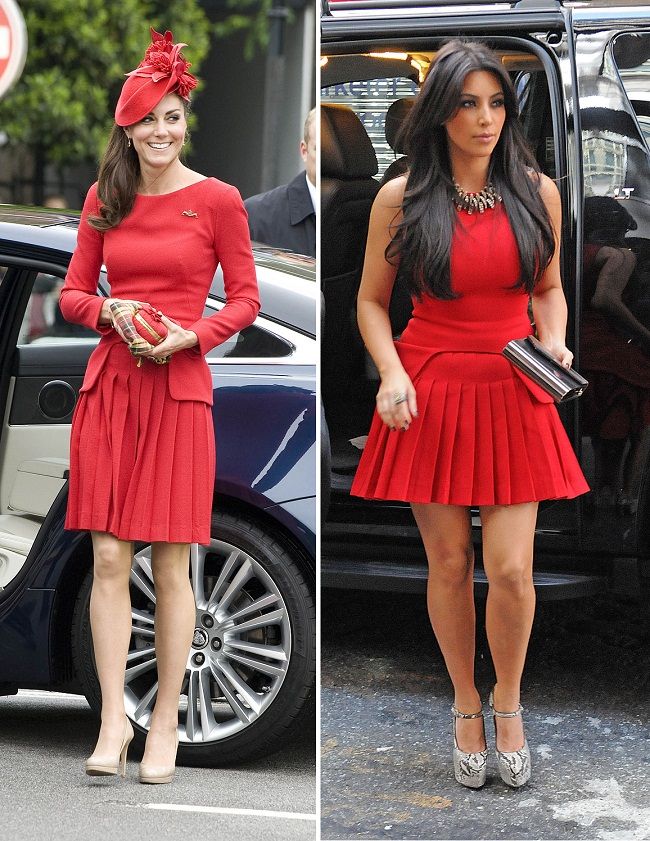 Ducesa de Cambridge si Kim Kardashian: aceeasi rochie, doua siluete complet diferite. Care o poarta mai bine?