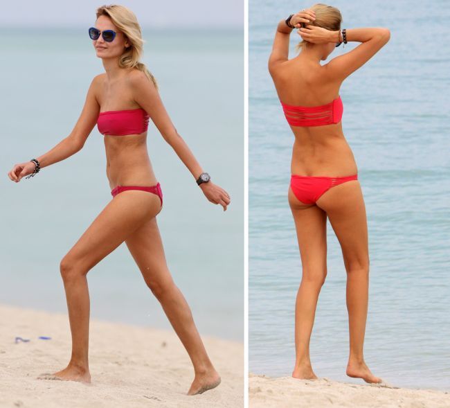 Cod rosu! Supermodelul Natasha Poly a facut ravagii pe o plaja din Miami intr-o pereche de bikini minusculi