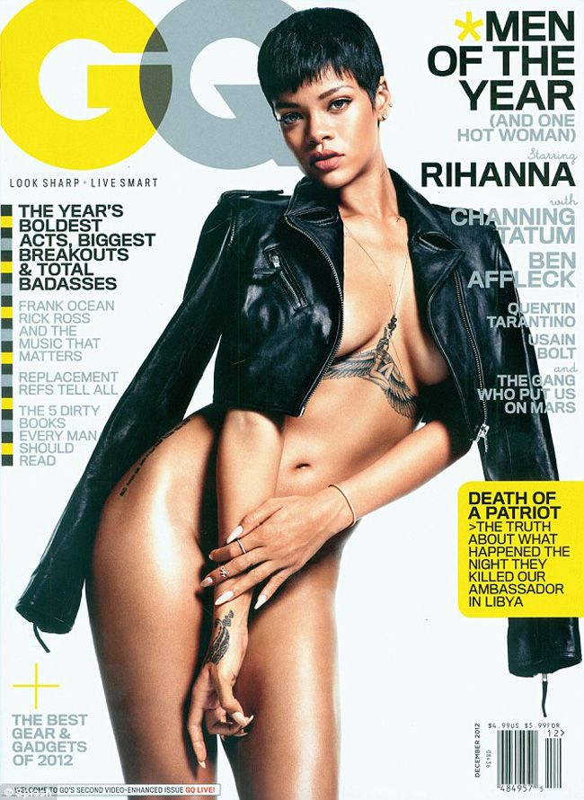 Rihanna a pozat imbracata doar intr-o jacheta de piele pentru revista GQ. Imagini foarte hot!