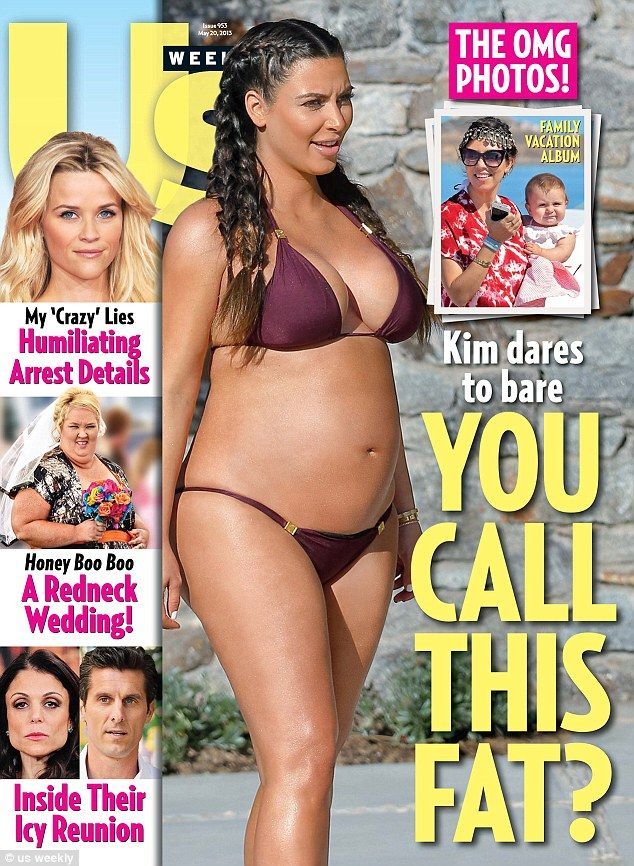 In sfarsit! Prima fotografie cu Kim Kardashian in costum de baie, insarcinata. Cat e realitate si cat e Photoshop?