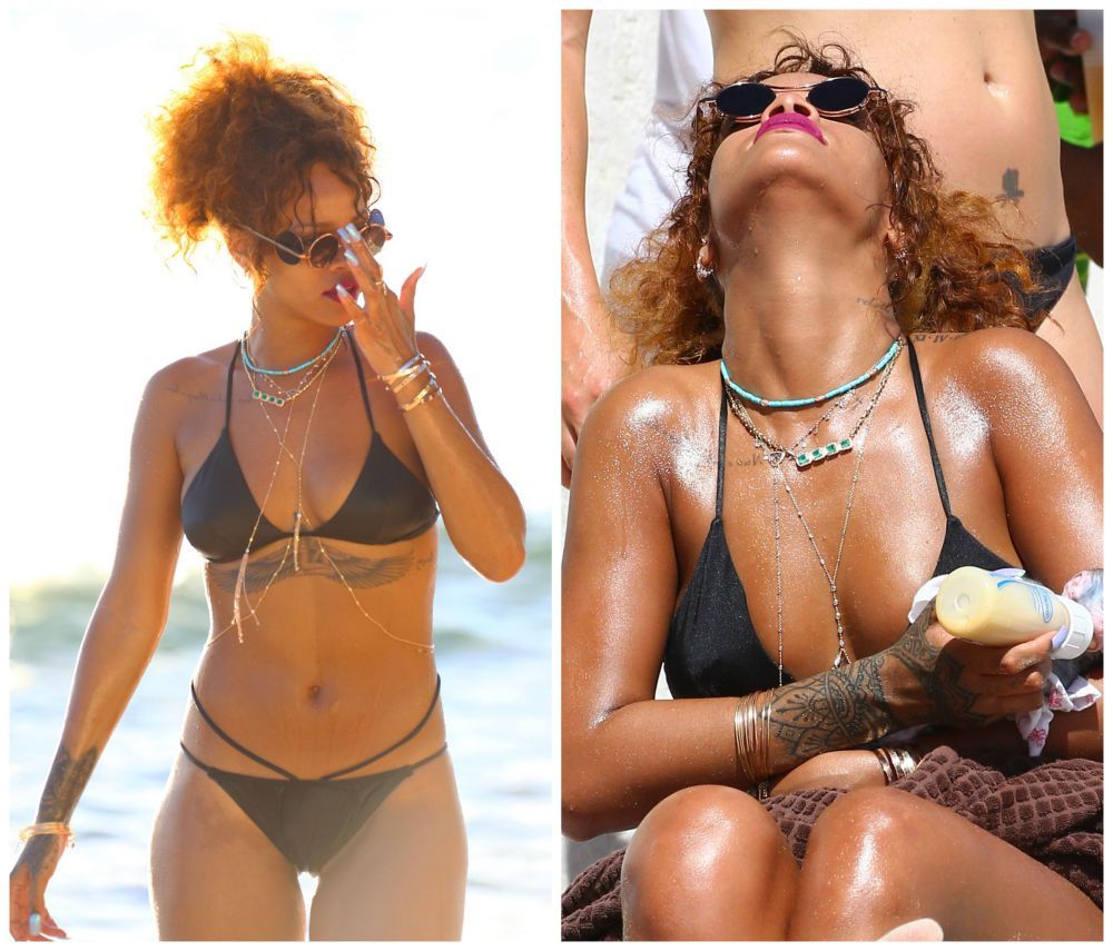 Imaginile care au facut inconjurul internetului: cum hraneste Rihanna pe plaja un pui de maimuta cu biberonul