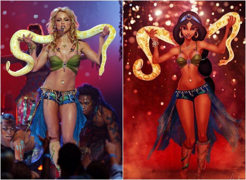 Cum ar arata printesele Disney in costumele lui Britney Spears. Imaginile spectaculoase cu personajele de desene animate