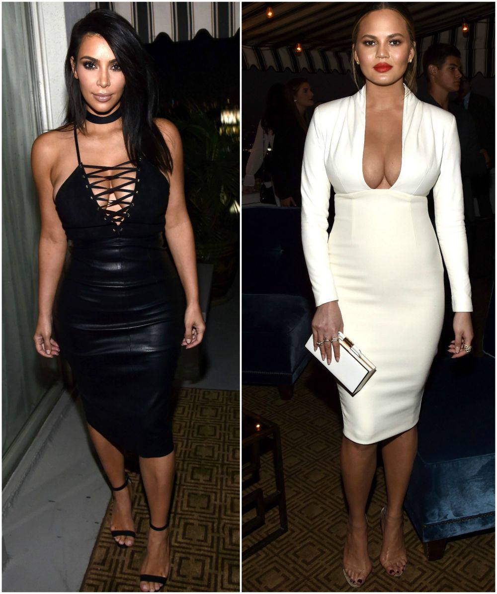 Alb sau negru? Kim Kardashian si prietena ei Chrissy Teigen s-au duelat la capitolul cel mai sexy decolteu