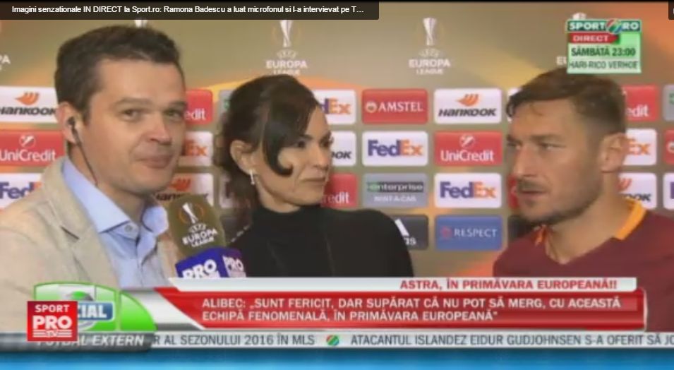 Ramona Badescu despre interviul pe care i l-a luat lui Totti, in direct pe sport.ro: Ne cunoastem de 20 de ani EXCLUSIV