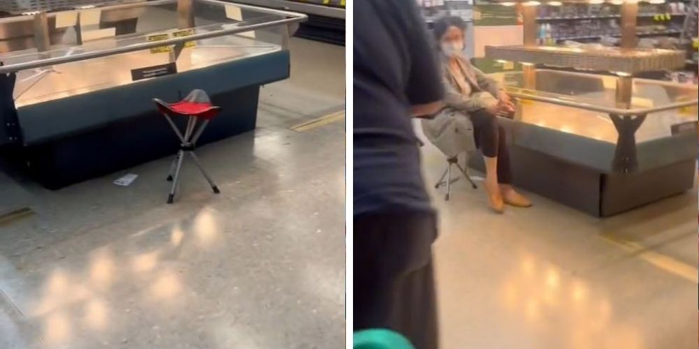 O femeie a venit cu scaunul la supermarket ca să poată fi prima la r&acirc;nd