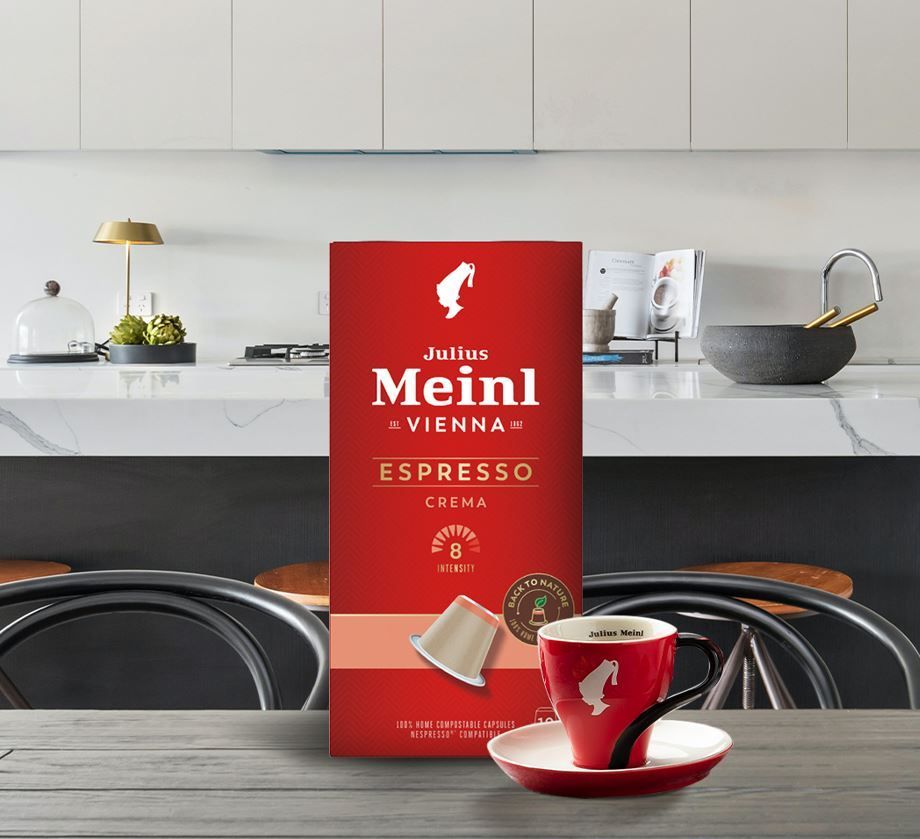 (P) Aroma vieneză a cafelei Julius Meinl poate fi savurată acum &icirc;n capsule 100% compostabile domestic, compatibile Nespresso&reg;*