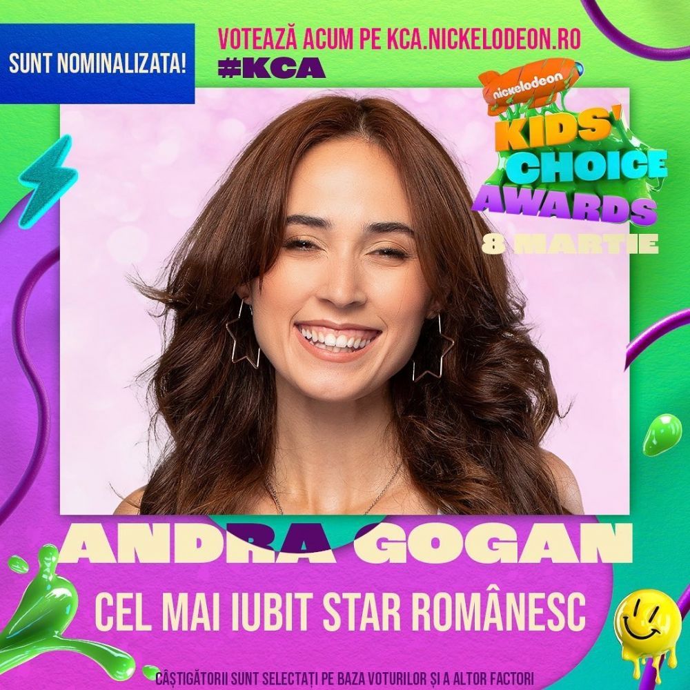 Andra Gogan, nominalizată la Nickelodeon Kids Choice Awards
